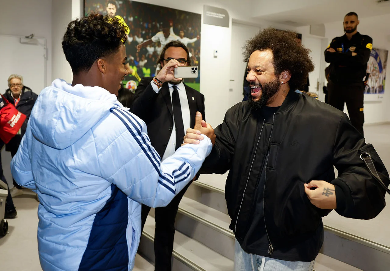 Marcelo in attendance for Real Madrid vs. Celta at the Bernabéu