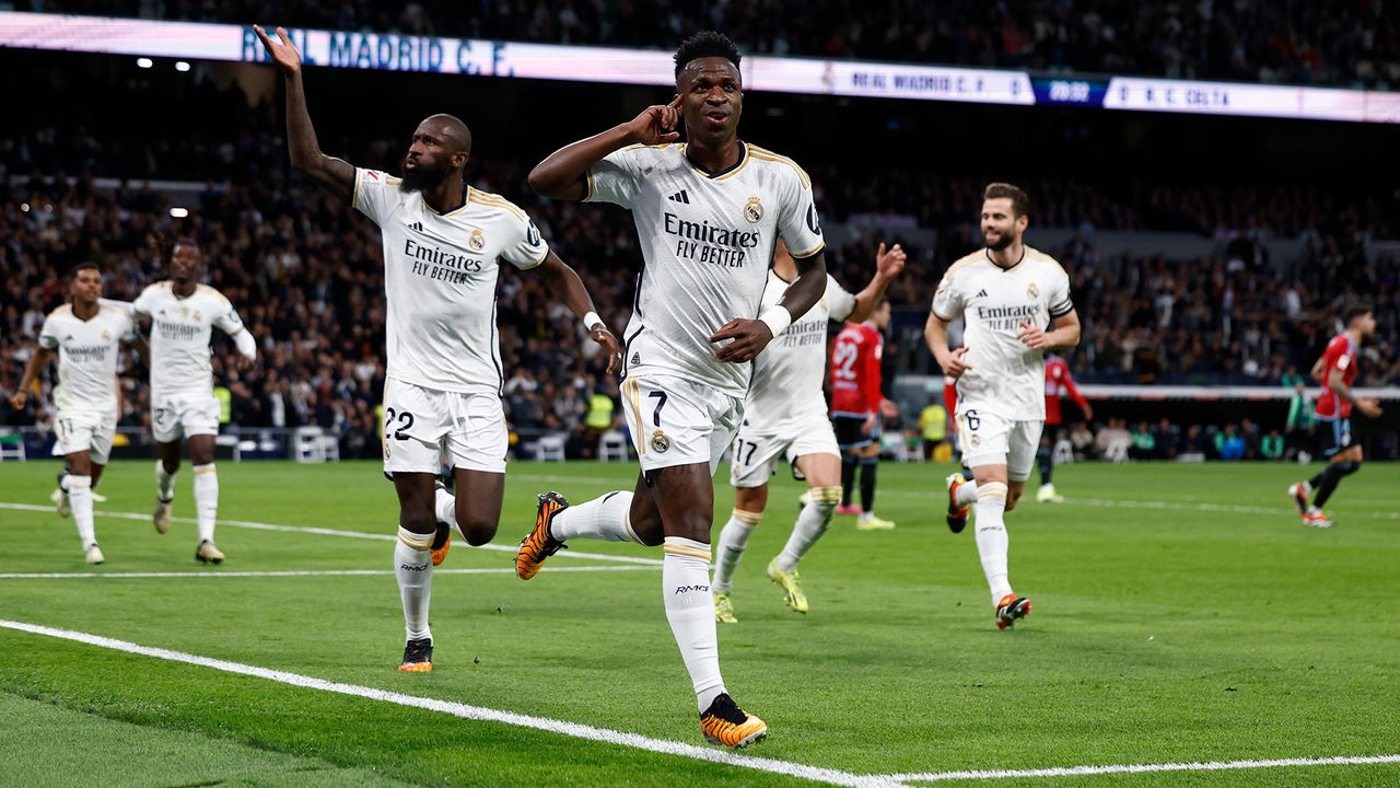 El líder golea al Celta en el Bernabéu