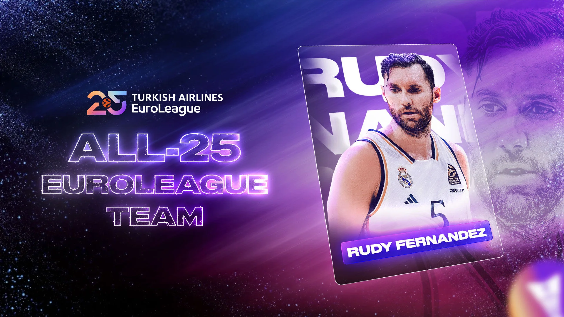 Rudy Fernández, chosen as one of the 25 best players in Euroleague history