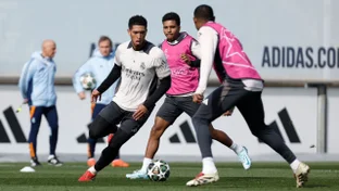 Último entrenamiento antes del partido contra el Manchester City