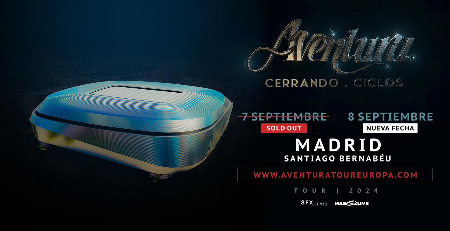 Cartel promocional aventura 7 de septiembre sold out y 8 nueva fecha