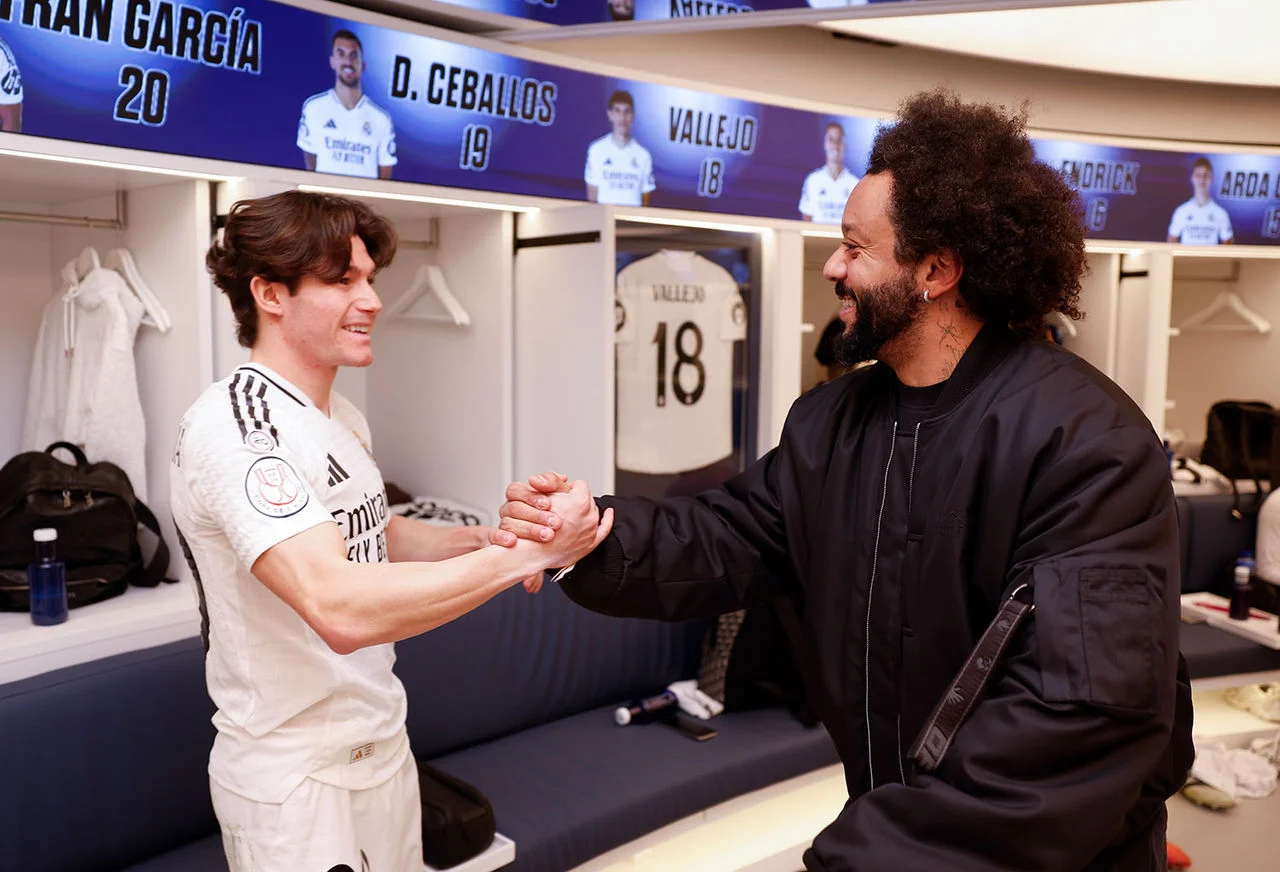 Marcelo in attendance for Real Madrid vs. Celta at the Bernabéu